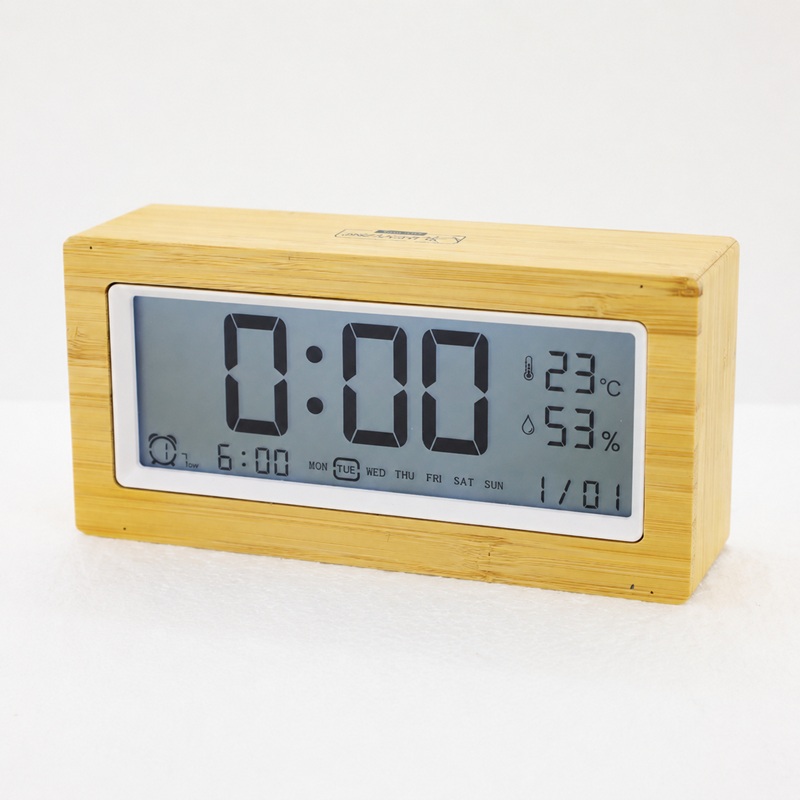 Natural Bamboo Desktop Alarm Clock For Bedroom