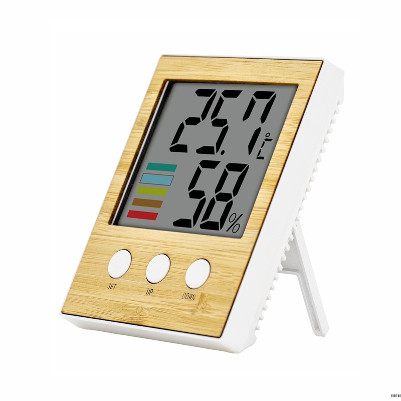 Wood Grain Digital Thermo Hygrometer Room Monitor