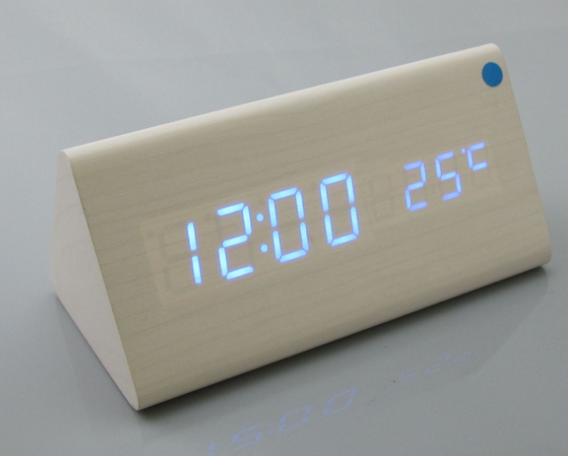 wooden led alarm clock