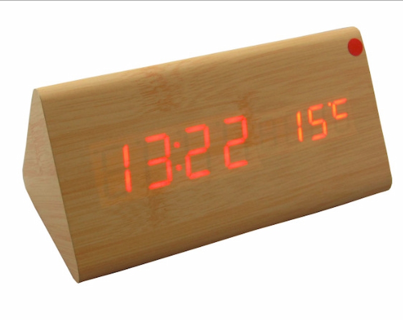 wooden led alarm clock